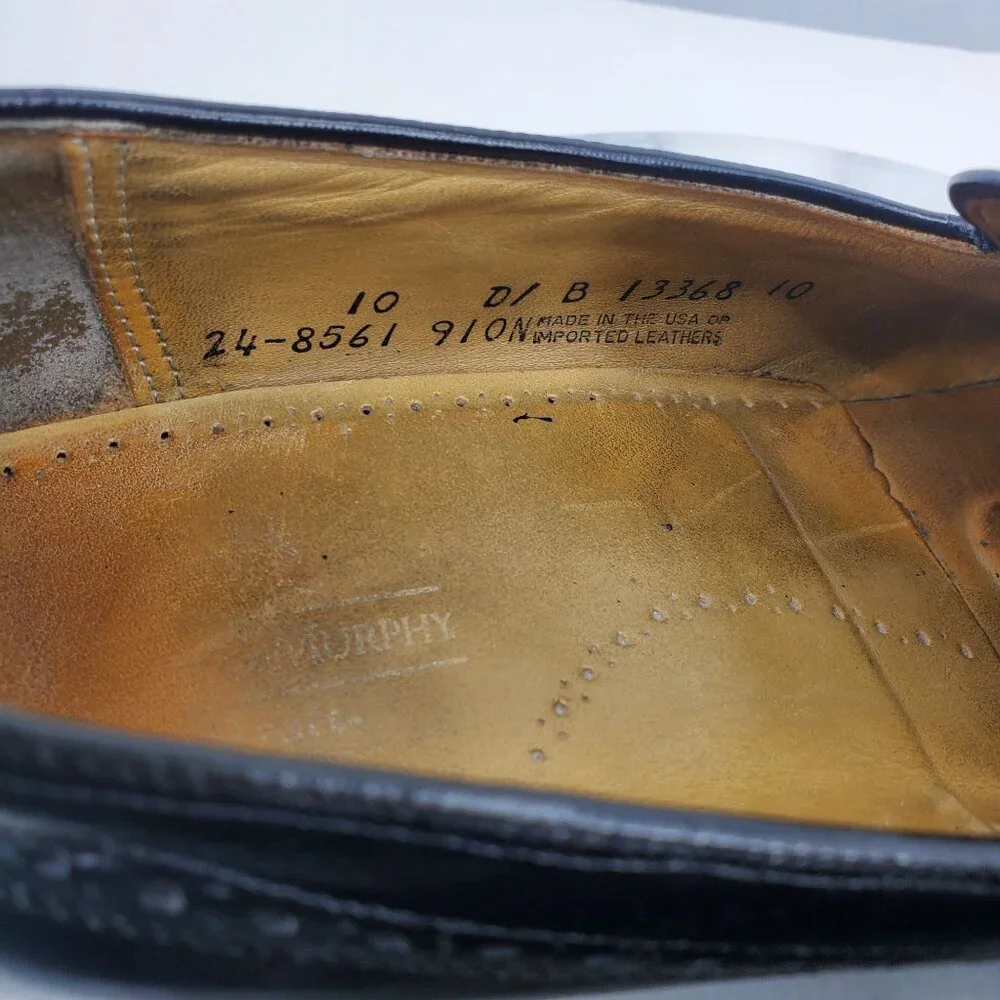 Johnston & Murphy Black Leather Slip On Men's Tassel Wingtip Dress Shoes Size 10